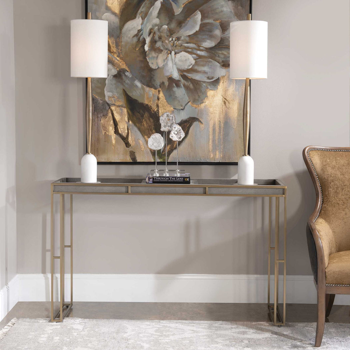 Cardew - Modern Console Table - Silver &amp; Gold