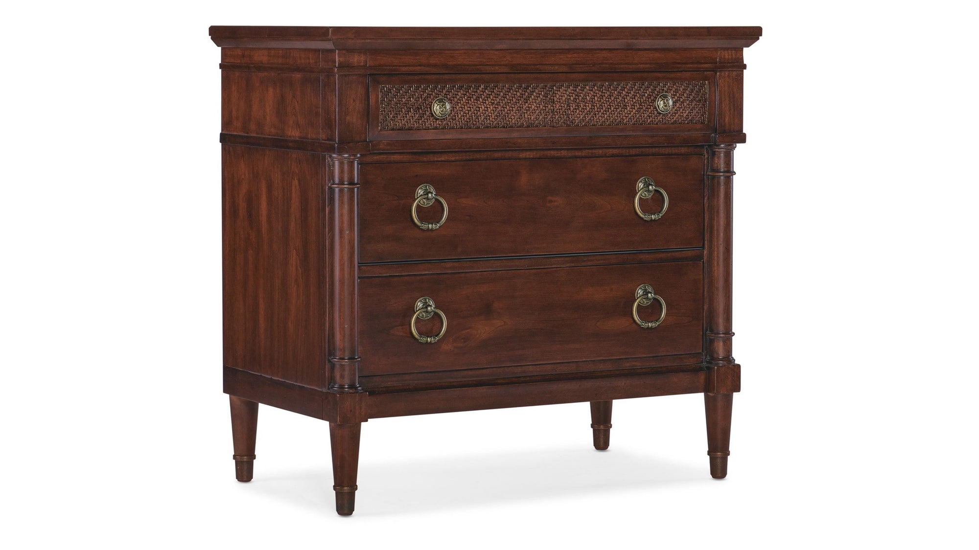 Charleston - Three-Drawer Metal Nightstand - Dark Brown