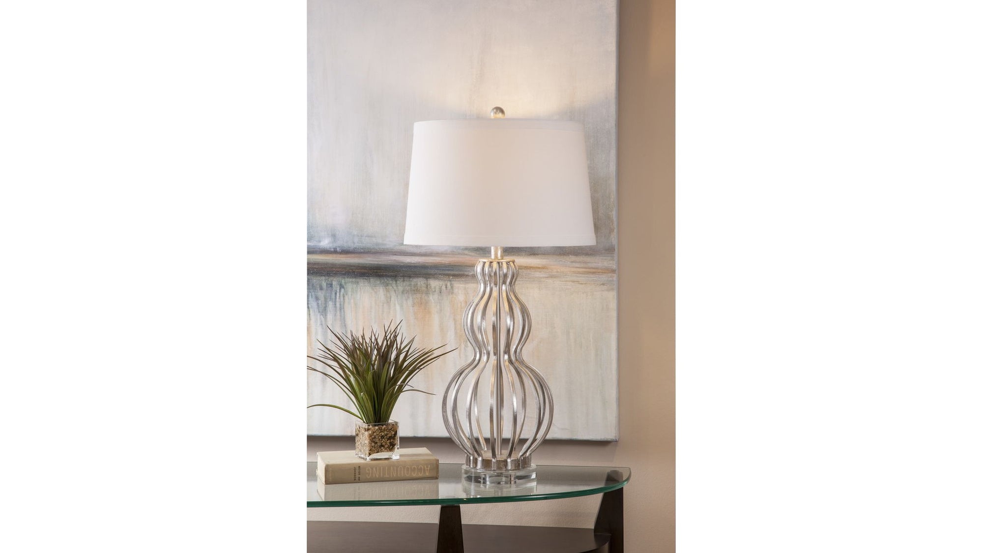 Sophie - Table Lamp - Silver / White