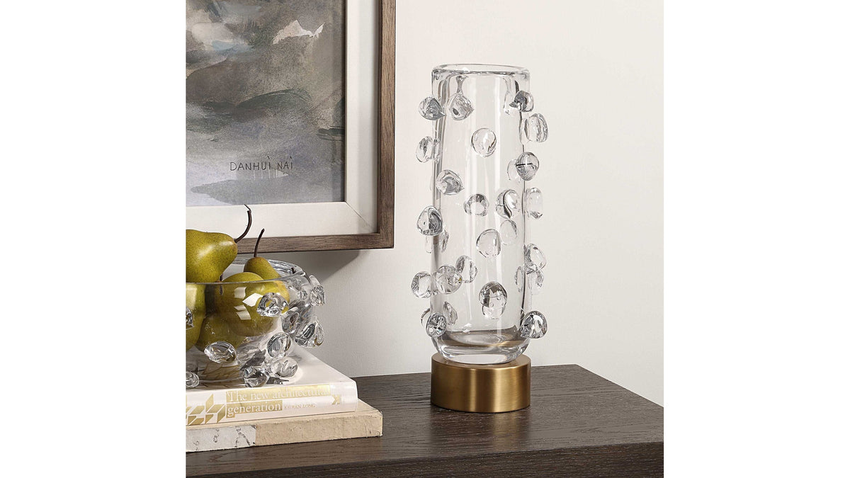 Aura - Clear Glass Vase - White