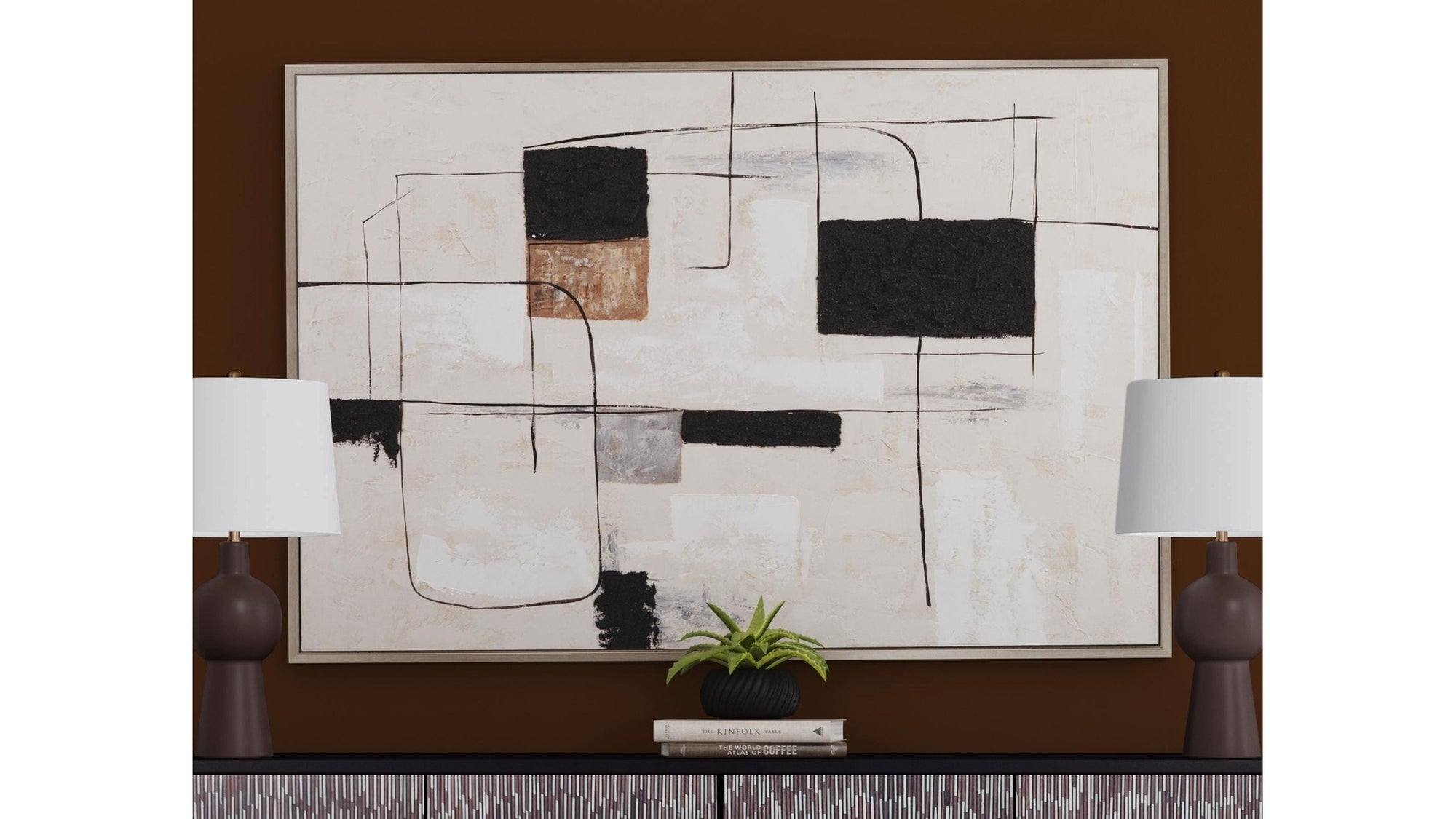 Quartershot Framed Canvas - Beige / Black