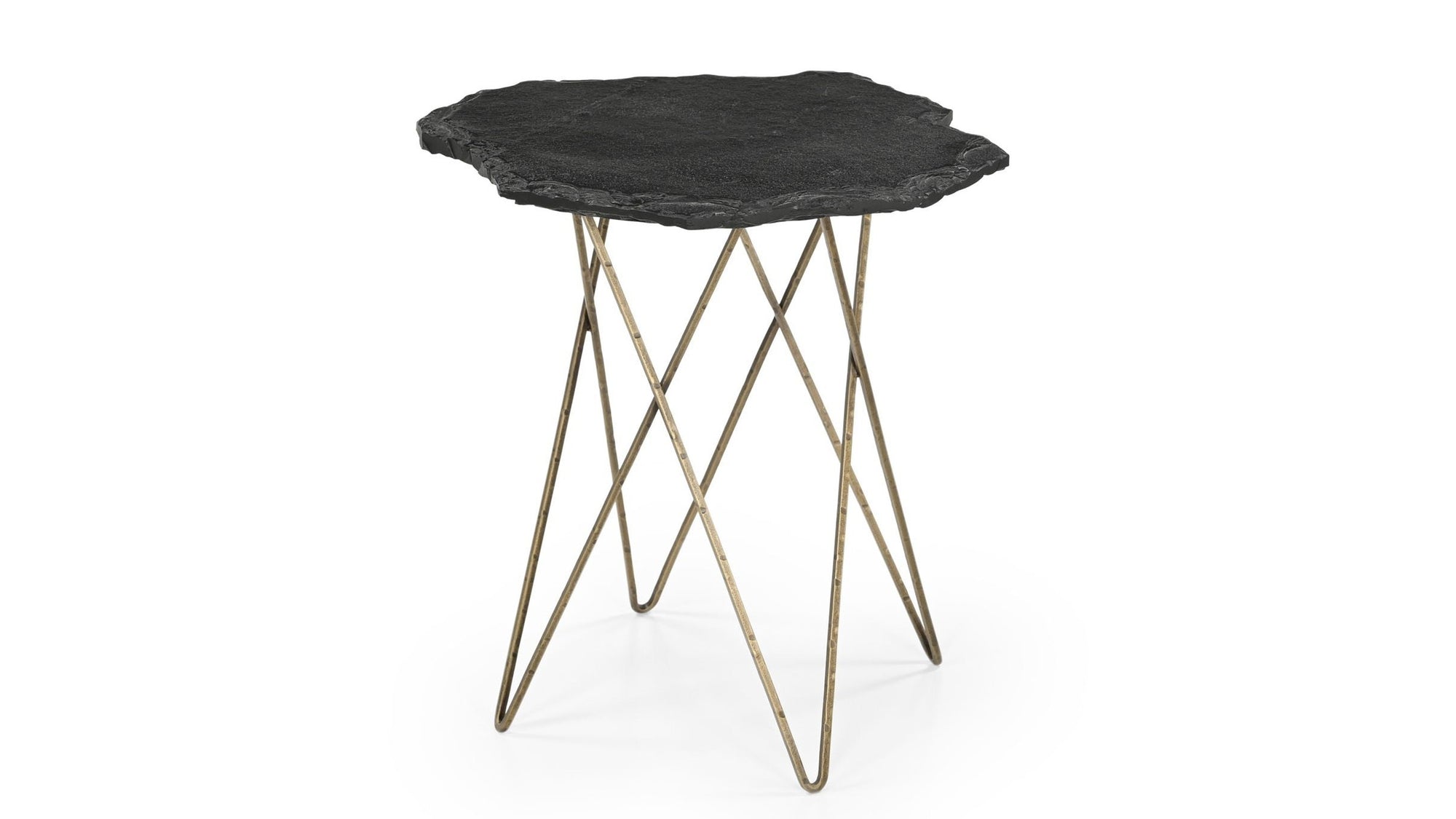 Cleo - Accent Table - Antique Brass / Black Slate