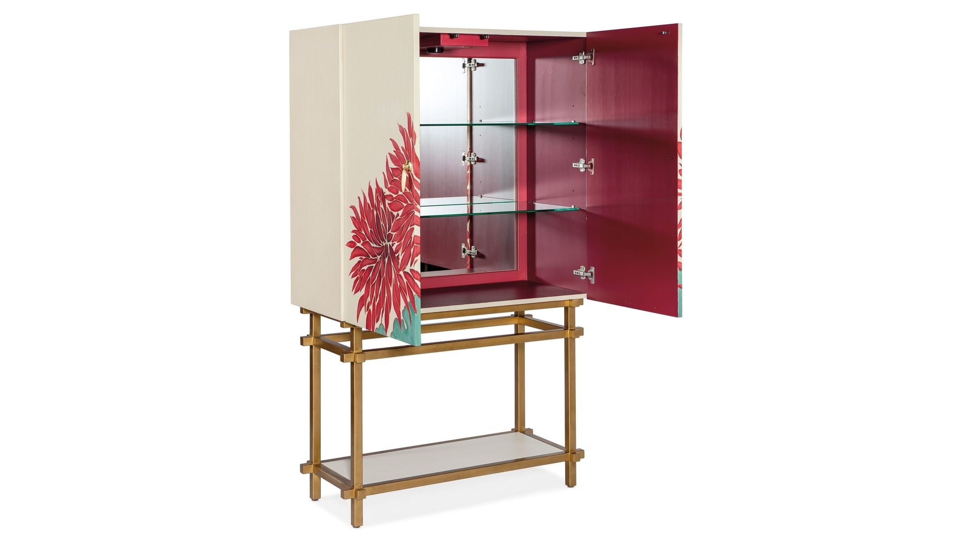 Melange - Patrisha Bar Cabinet - Beige / Red