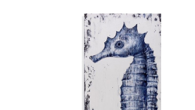 Sea Horse II Canvas Art - Blue