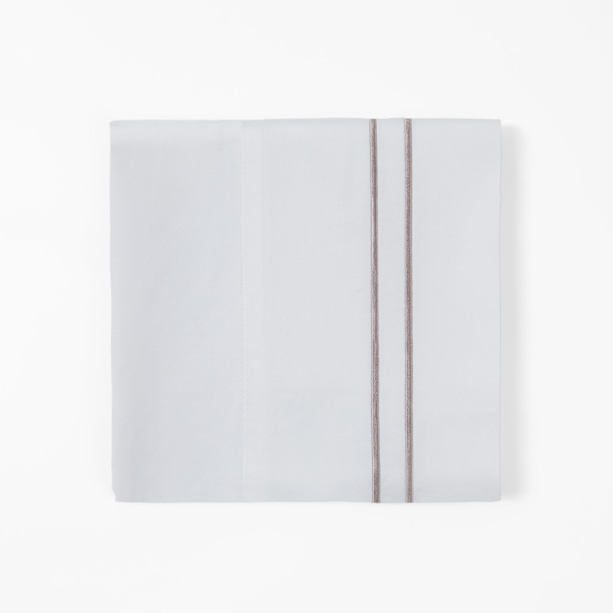 Stripe Sheet - King 350TC Embroidered Stripe Sheet Set (Set of 4) - White / Taupe
