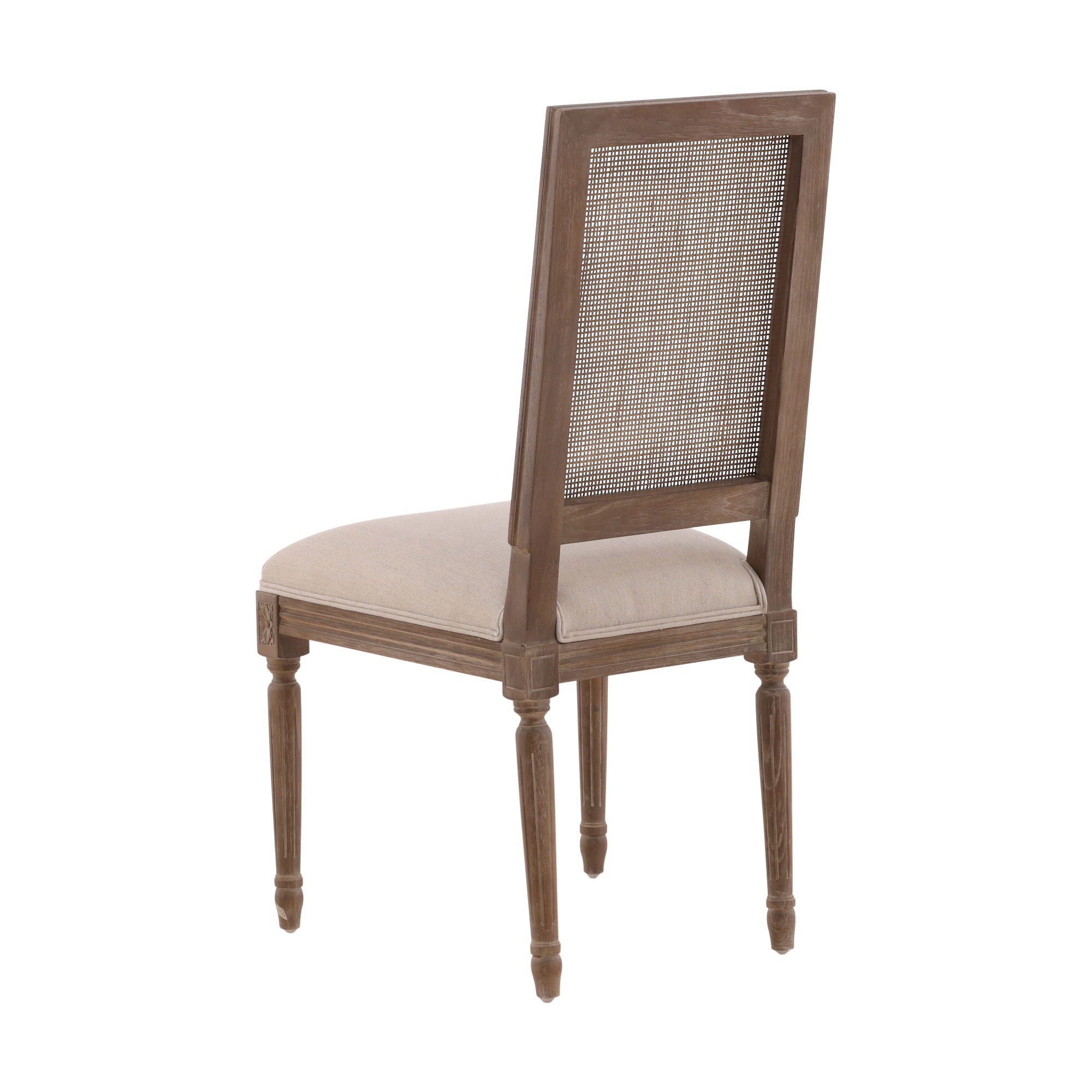 Linen &amp; Oak - Caned Back Side Chair - Dark Brown / Beige