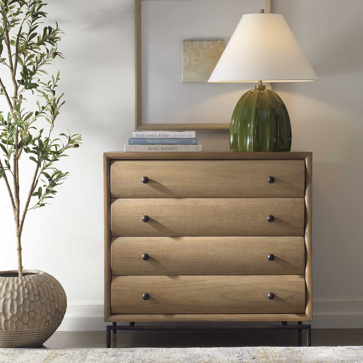 Millard - Curved 4 Drawer Chest - Woodtone