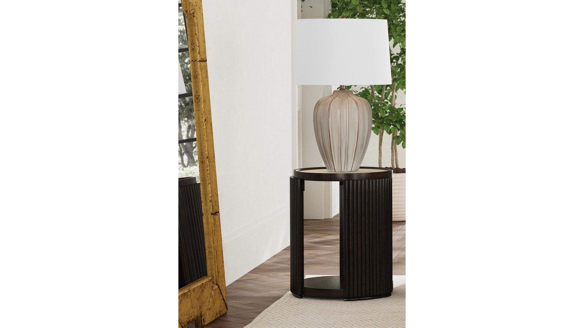 Rivera - End Table - Espresso Oak / Gold