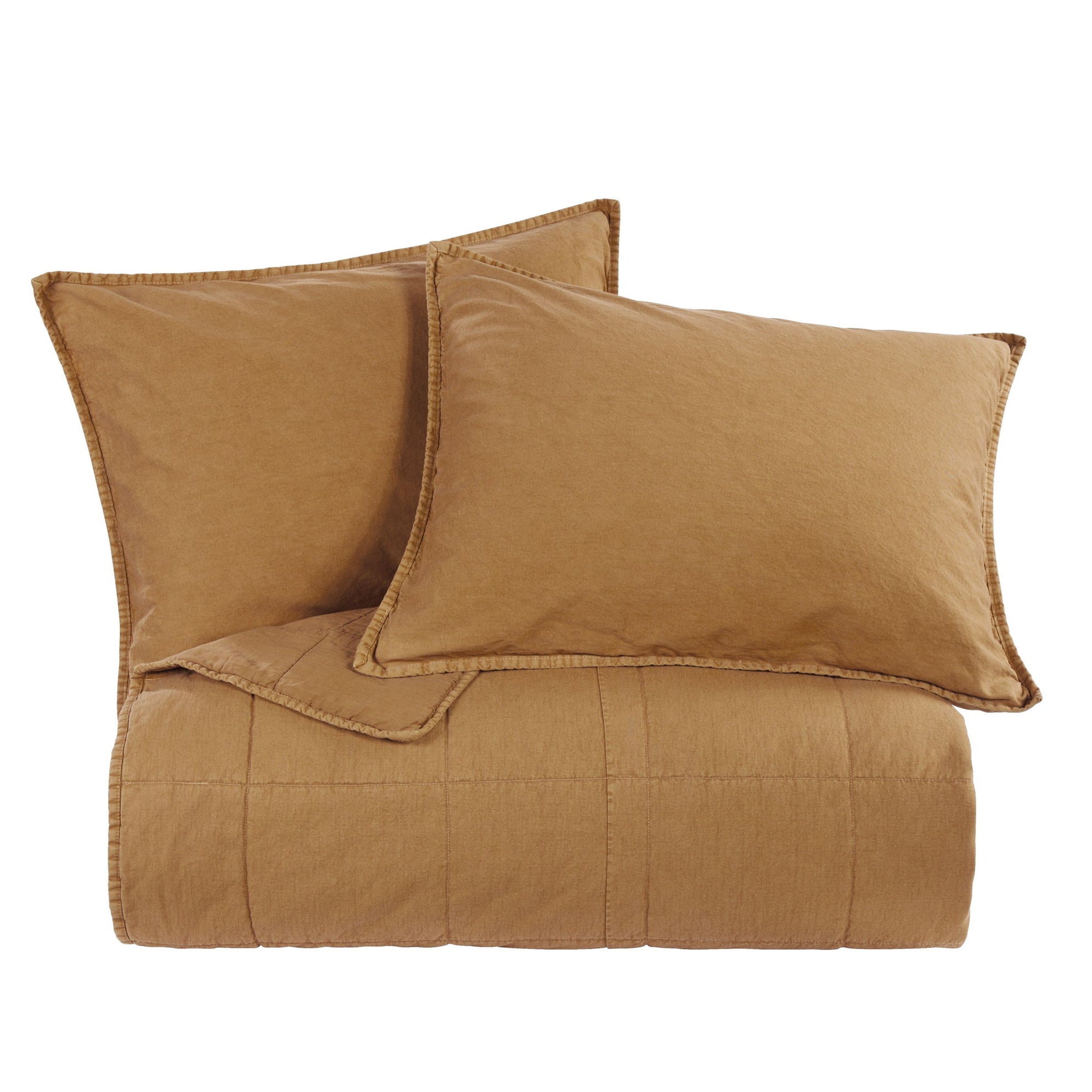 Cotton Canvas - King Stonewashed Coverlet Set (Set of 3) - Terracotta