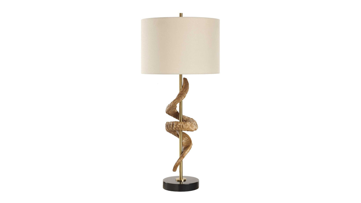 Rams - Horn Table Lamp - Light Brown