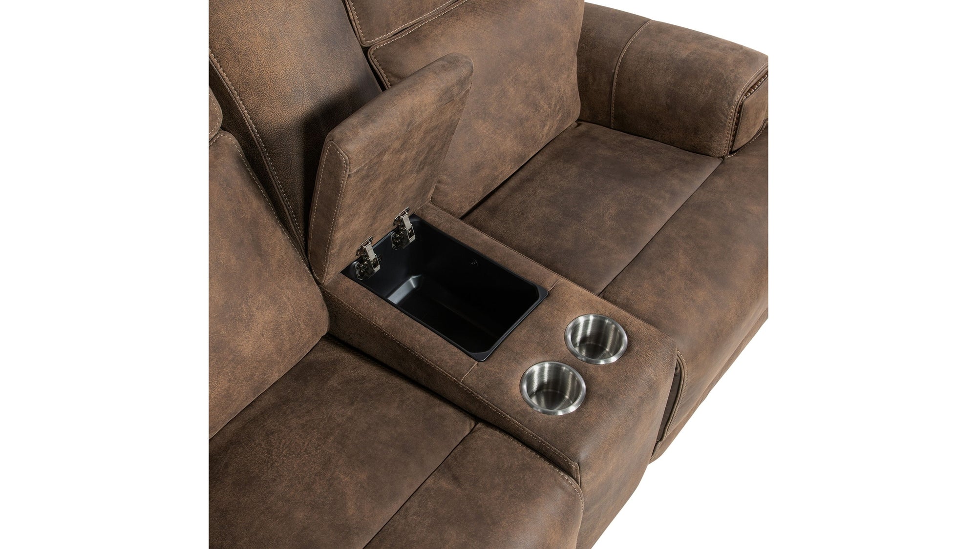 MS - Wheeler Power Console Loveseat With Power Headrest - Dark Brown