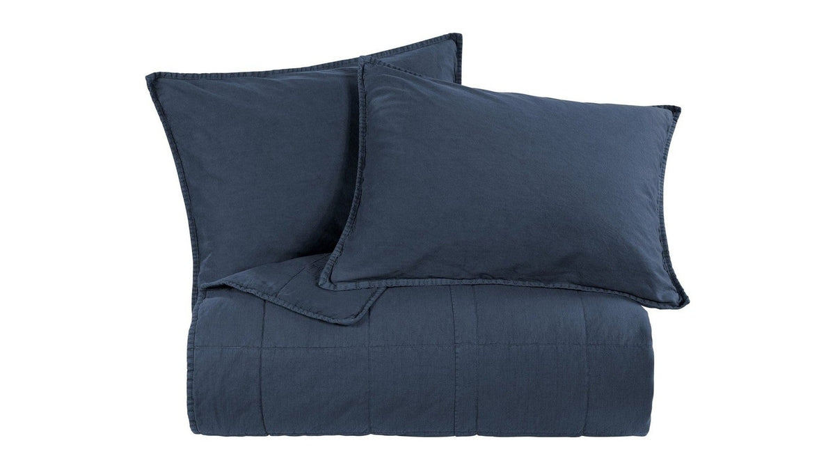 Cotton Canvas - Twin Stonewashed Coverlet Set Set of 2 - Denim