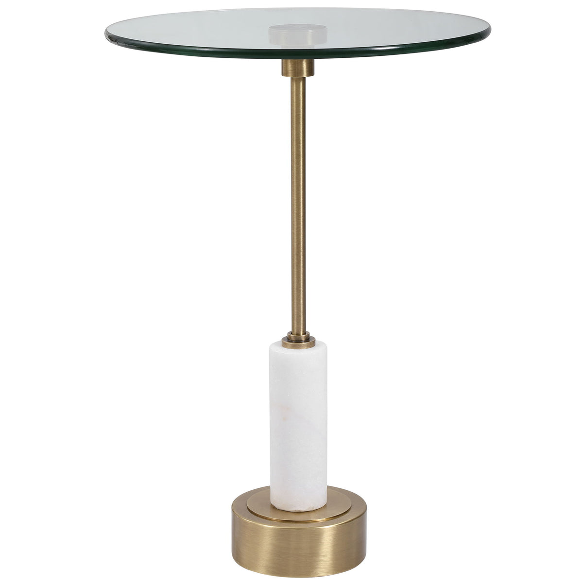 Portsmouth - Round Accent Table - Gold &amp; White