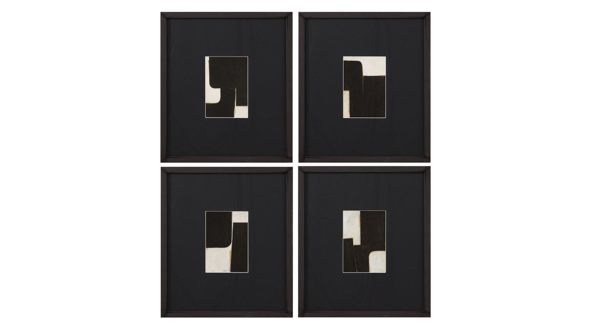 Desert Fragments Framed Print Set of 4 - Black, White