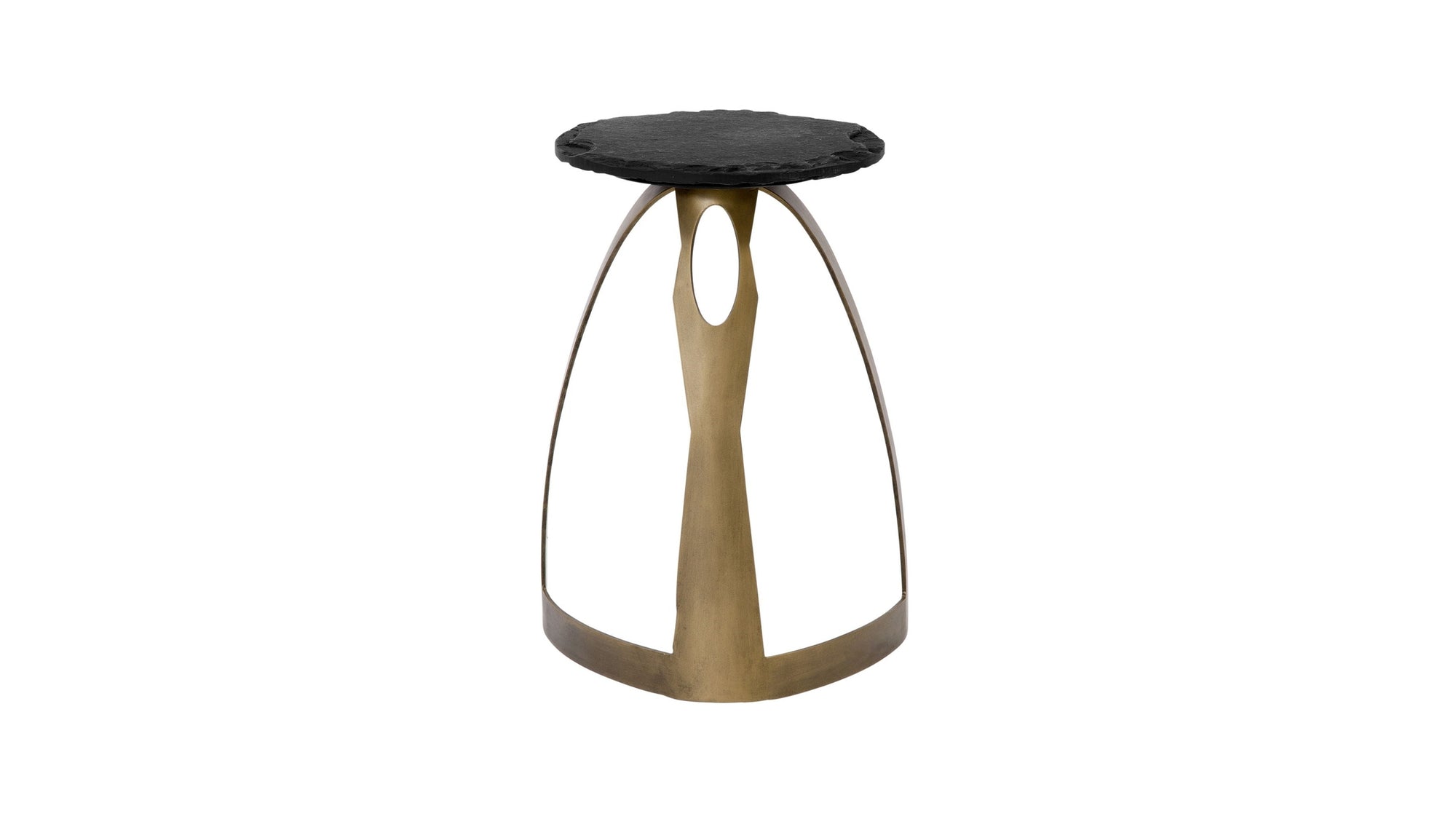 Vaughan - Accent Table - Antique Brass / Black Slate
