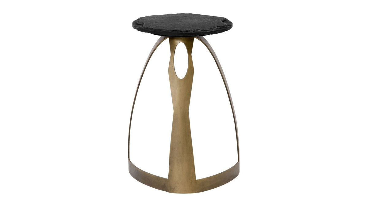 Vaughan - Accent Table - Antique Brass / Black Slate