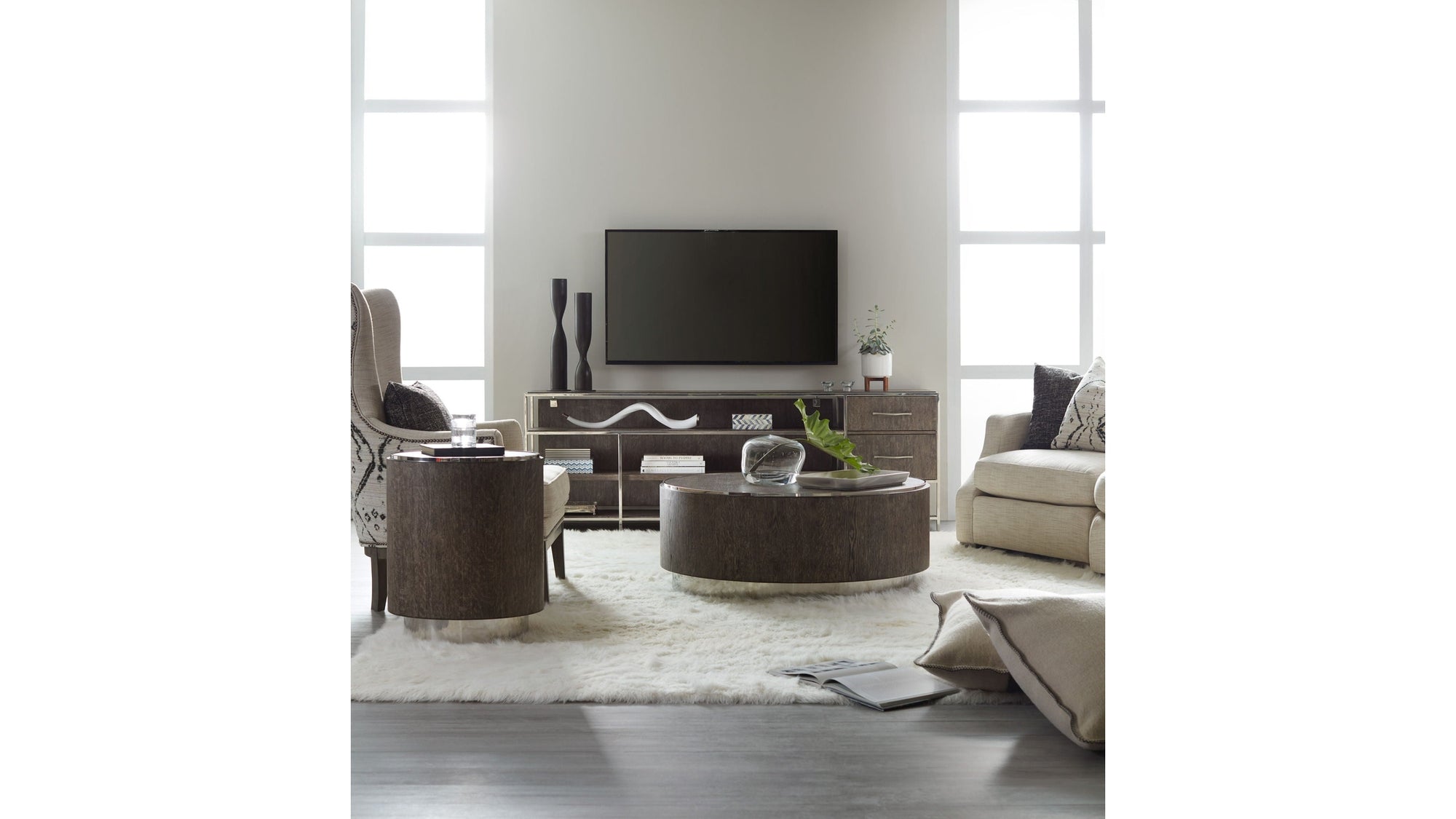 Melange - Storia Round End Table - Dark Gray