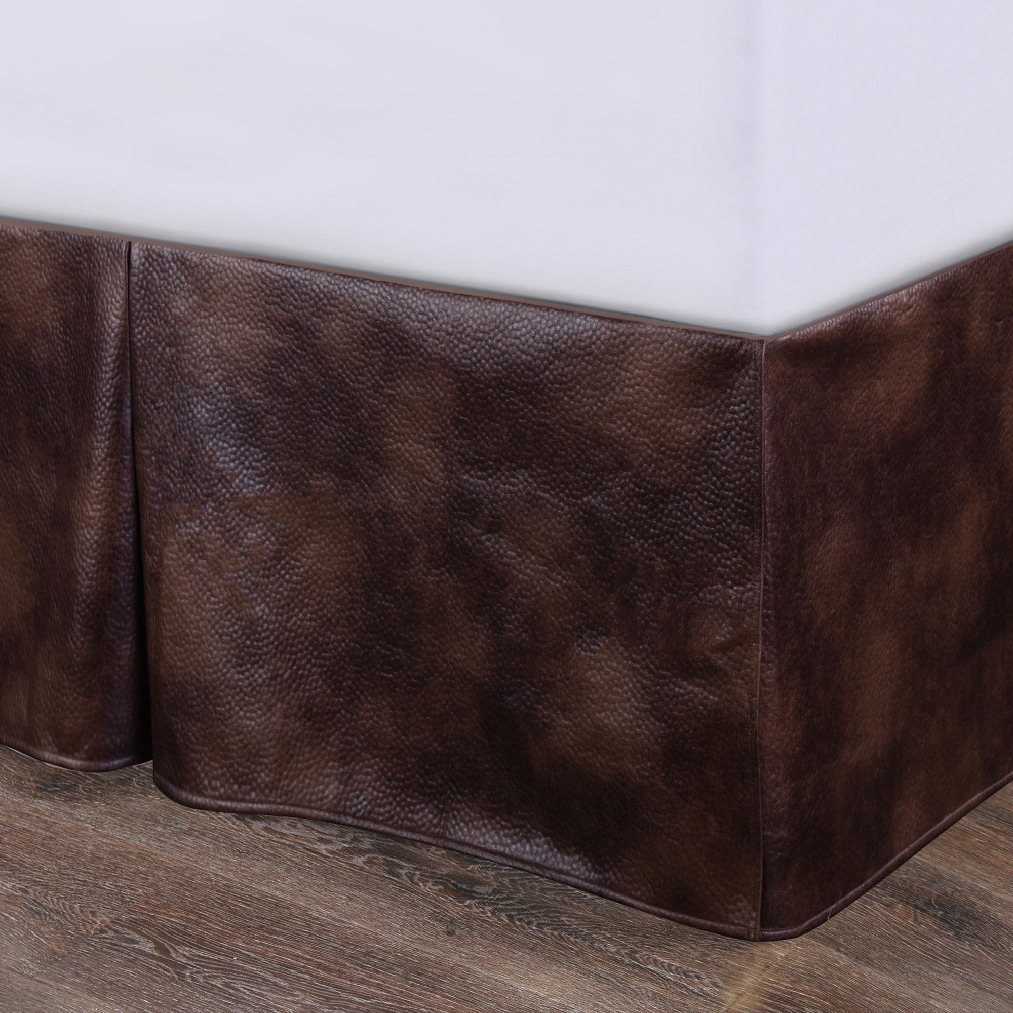 Brown Faux Leather - King Bed Skirt - Brown