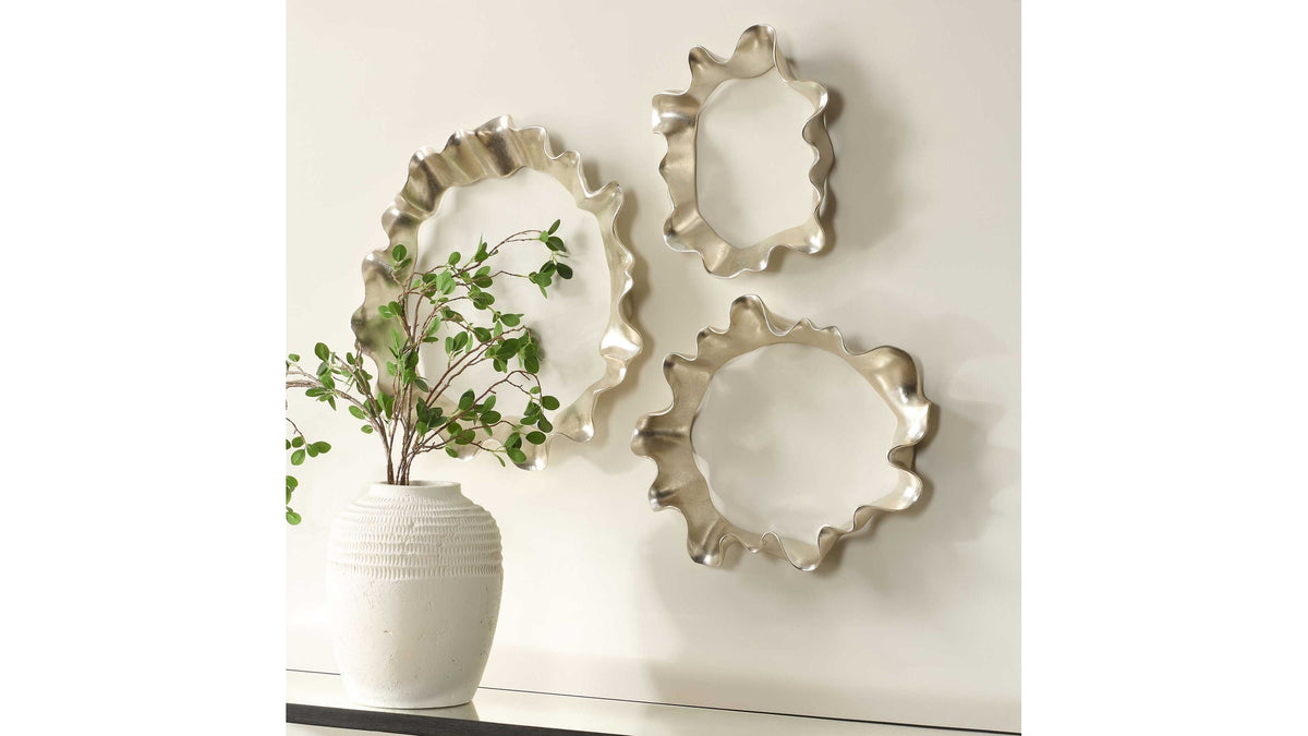 Ripple Effect - Wall Art (Set of 3) - Silver