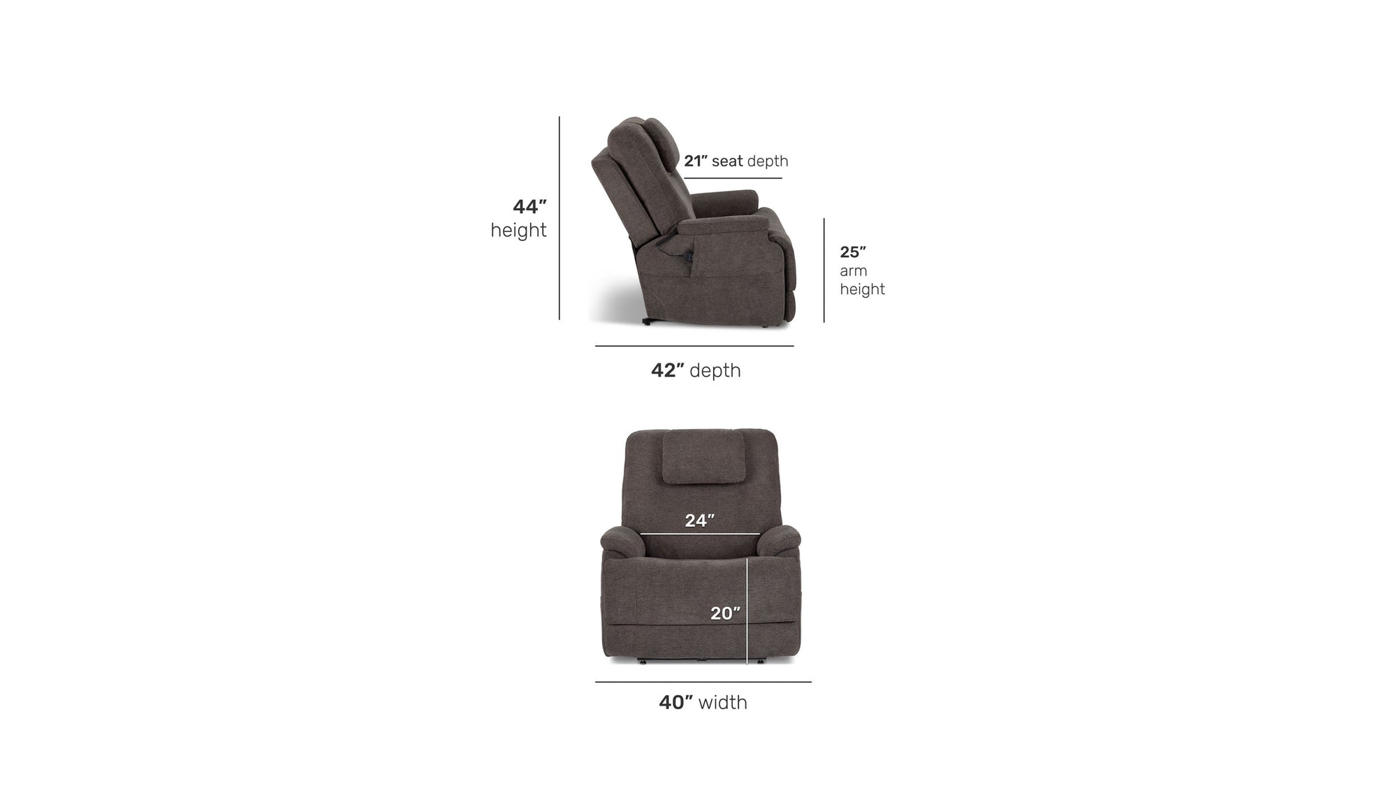 Zecliner Model 2+ - Power Lift Recliner With Power Headrest, Lumbar, Heat &amp; Massage