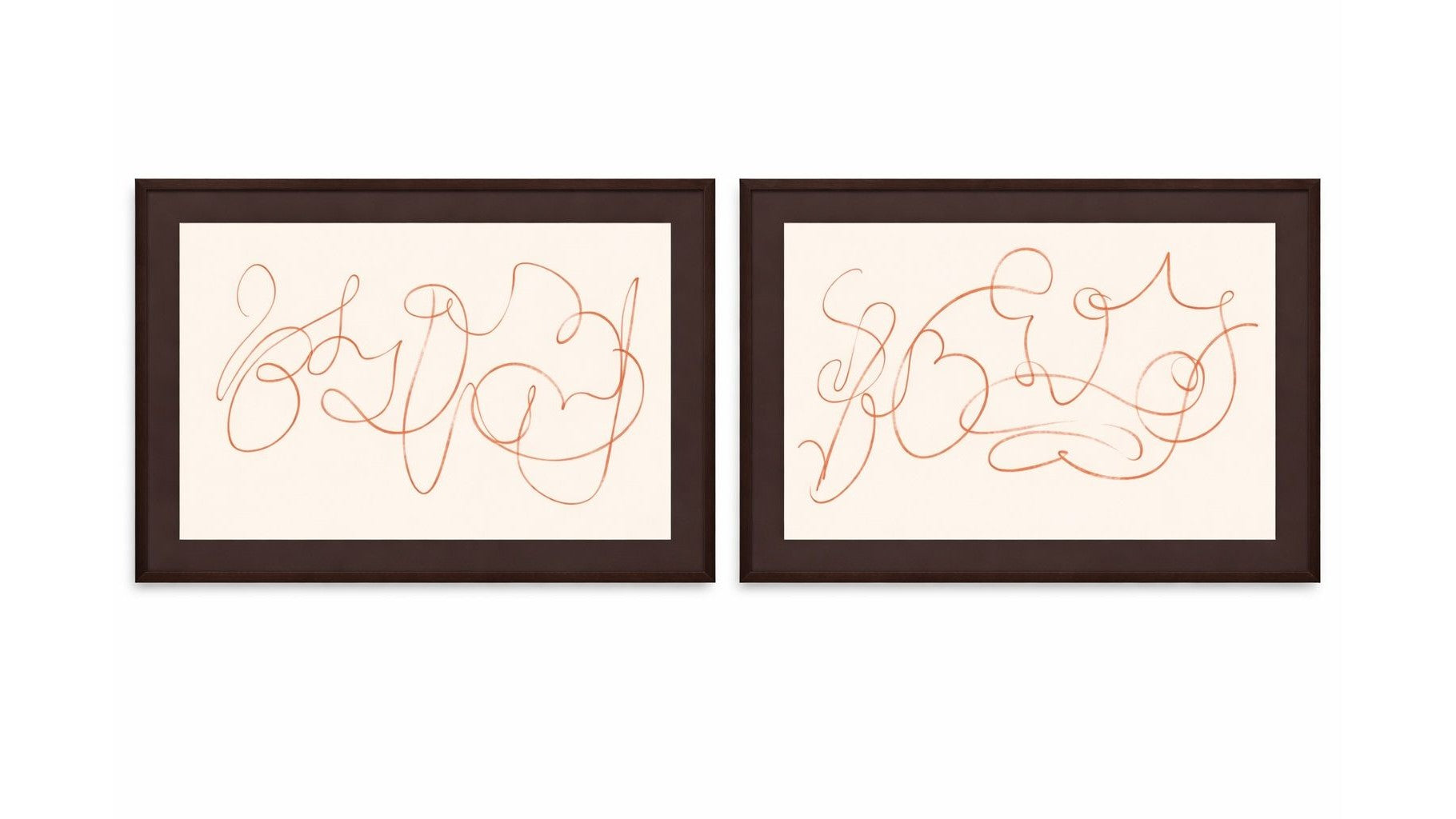 Meandering Lines Framed Print Set of 2 - Cream