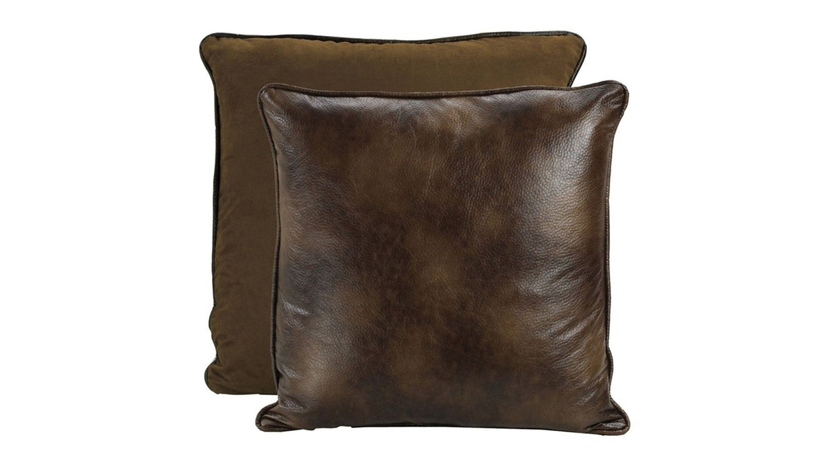 Brown Faux Leather - Euro Pillow - Brown