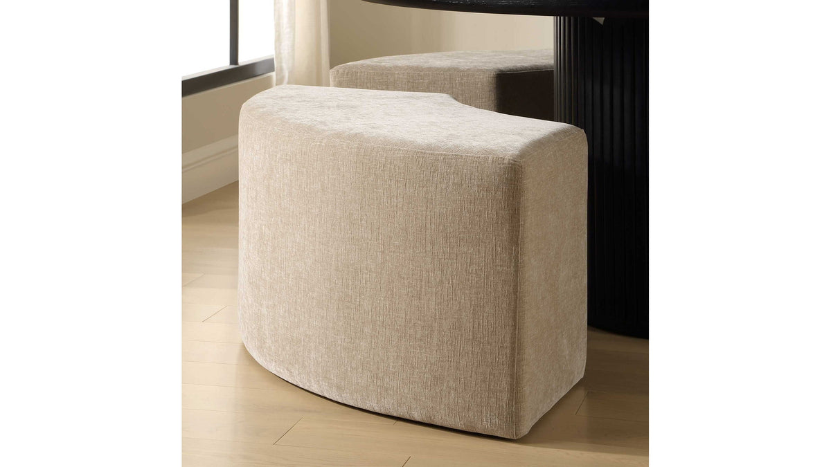Khai - Rounded Plush Dining Bench - Brown