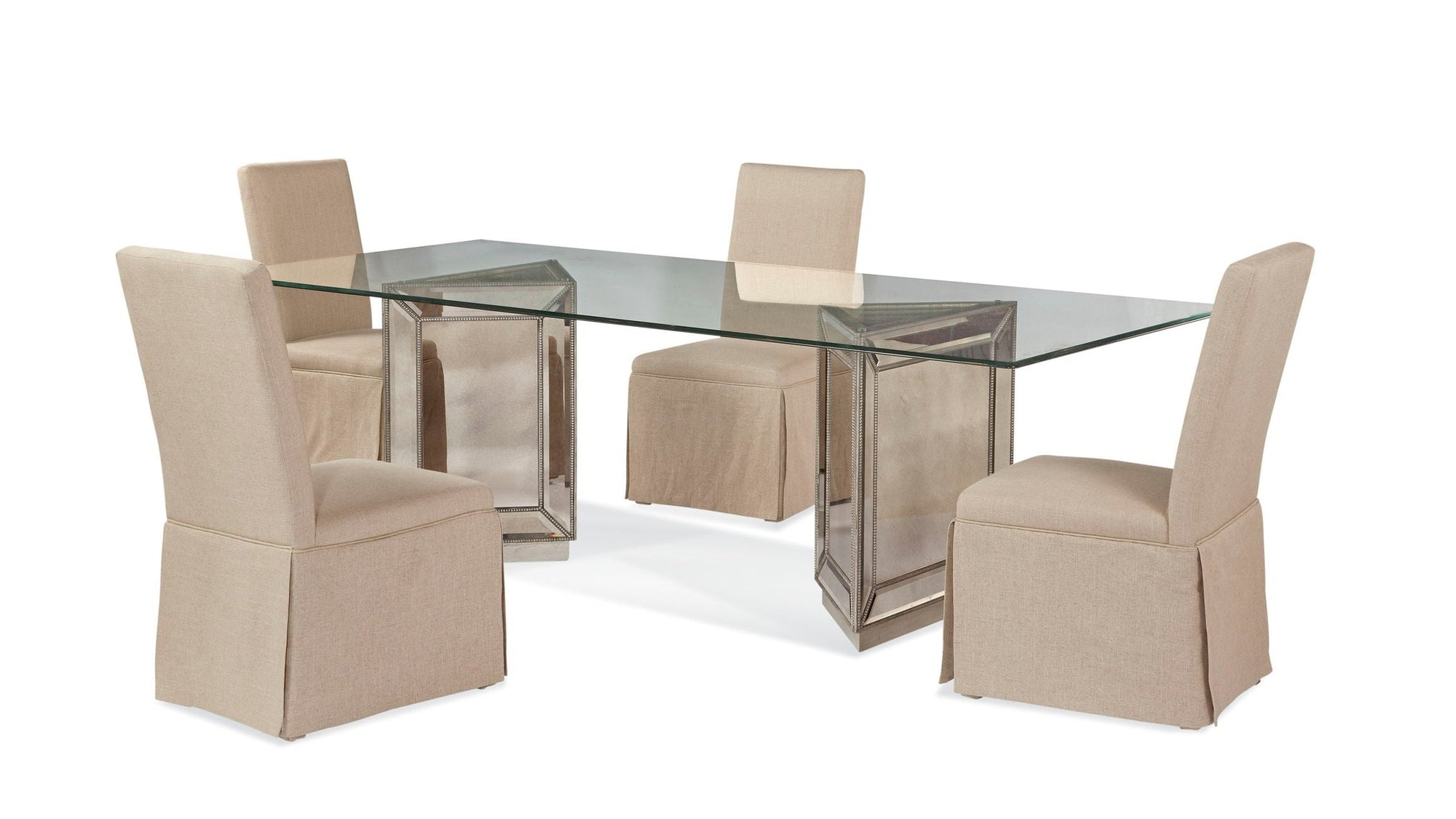 Murano - Double Pedestal Table - Pearl Silver