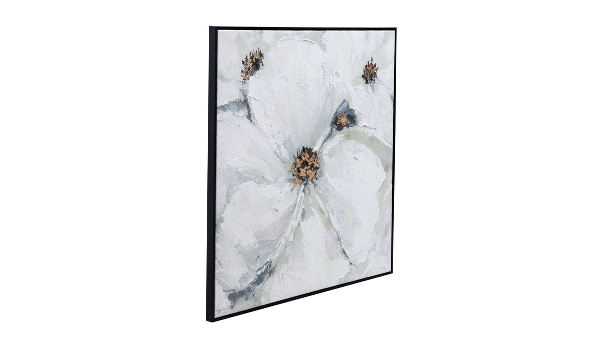 Dogwood Canvas Art - Pearl Silver