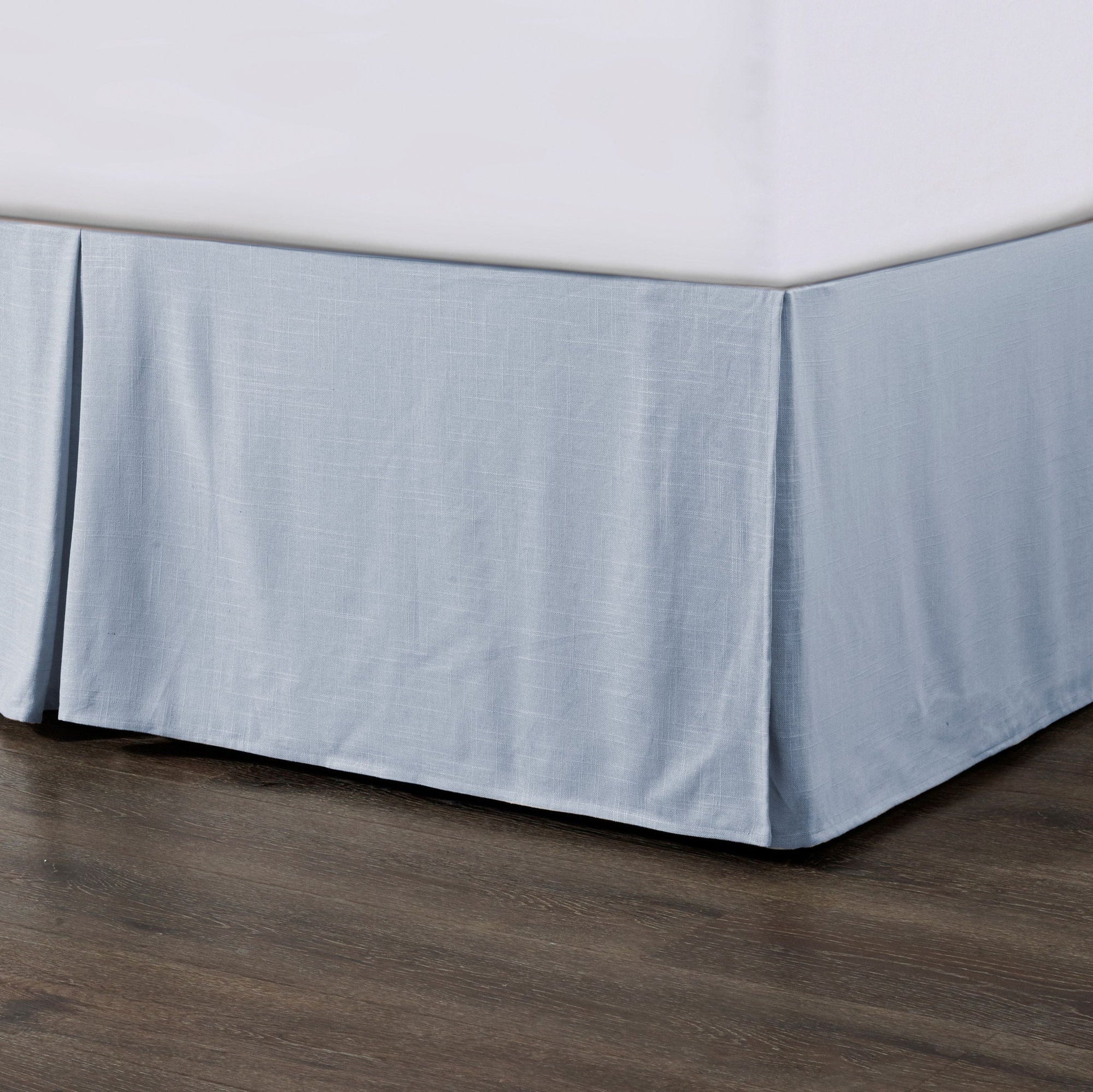 Hera - King Washed Linen Tailored Bed Skirt - Light Blue