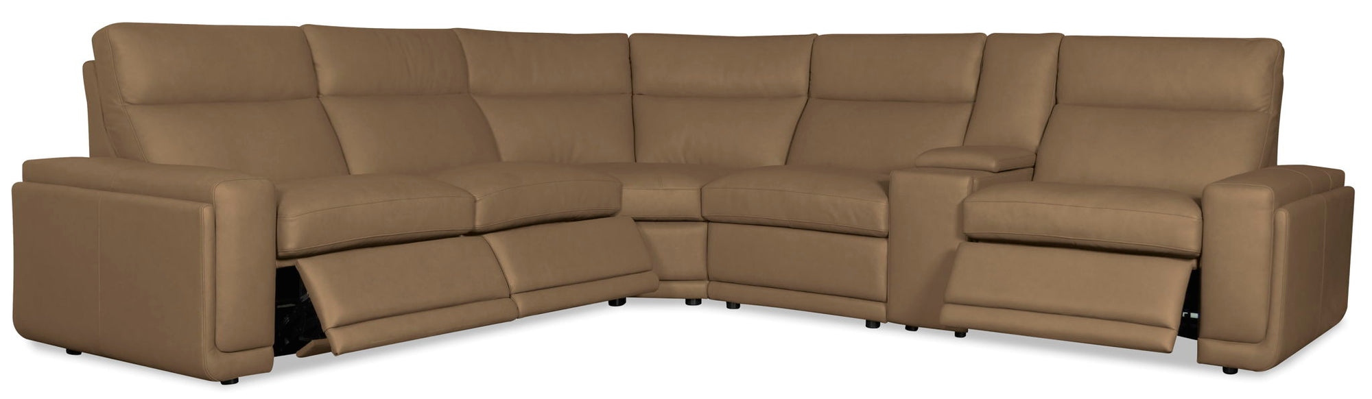 MS - Simone Six-Piece Power Reclining Sectional - Dark Brown