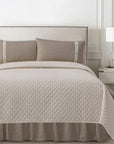 Fairfield - Full Linen Coverlet Set (Set of 4) - Cream / Tan