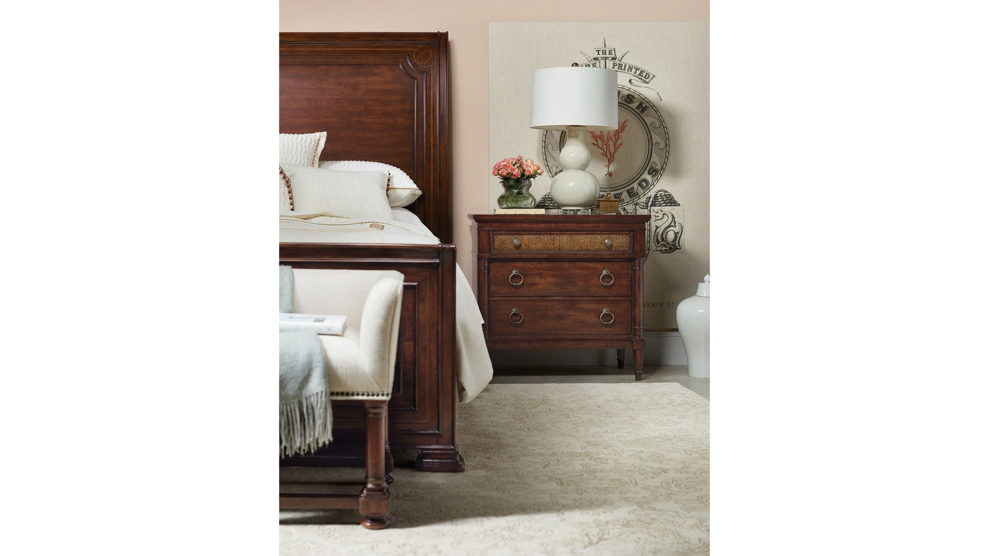 Charleston - Three-Drawer Metal Nightstand - Dark Brown