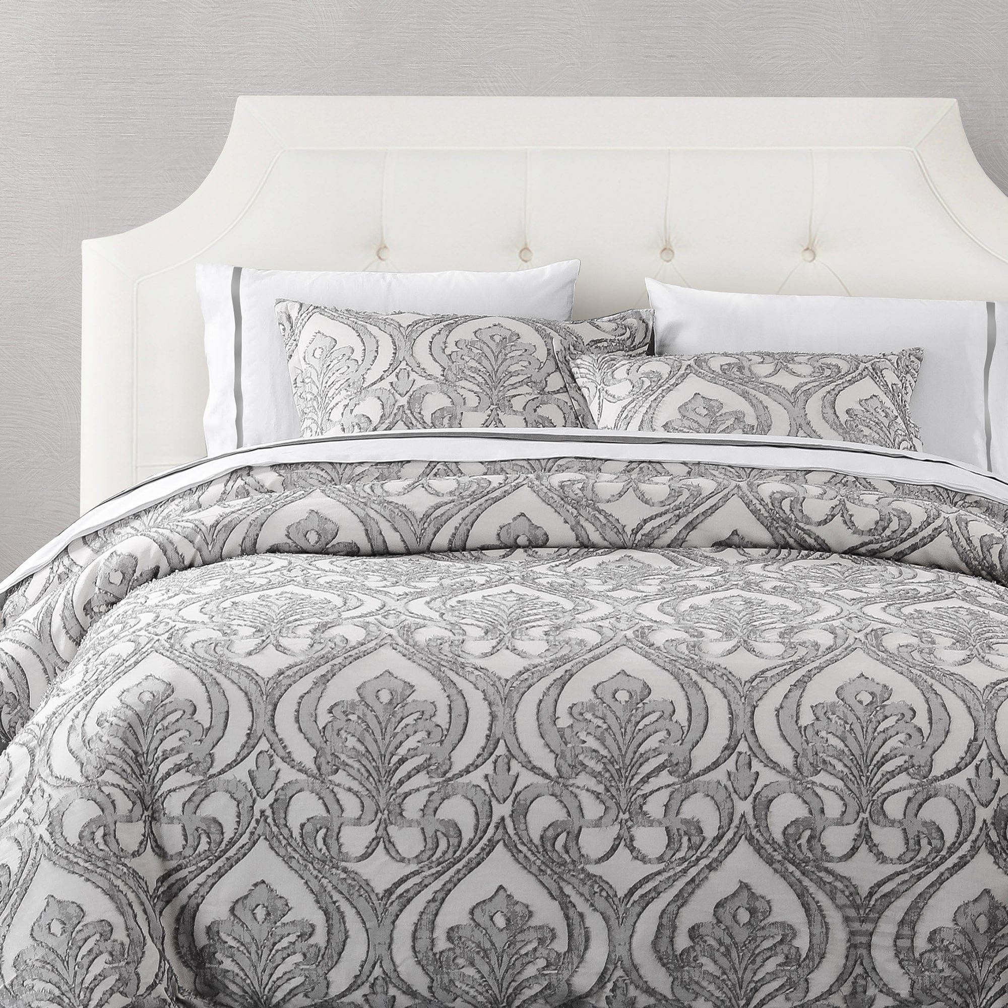 Nicole - Queen Damask Comforter Set (Set of 3) - Gray