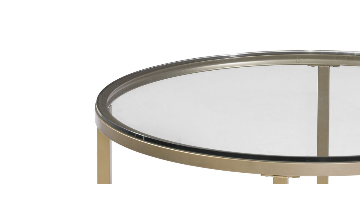 Anderson - Round Cocktail Table With Ottoman - Antique Gold