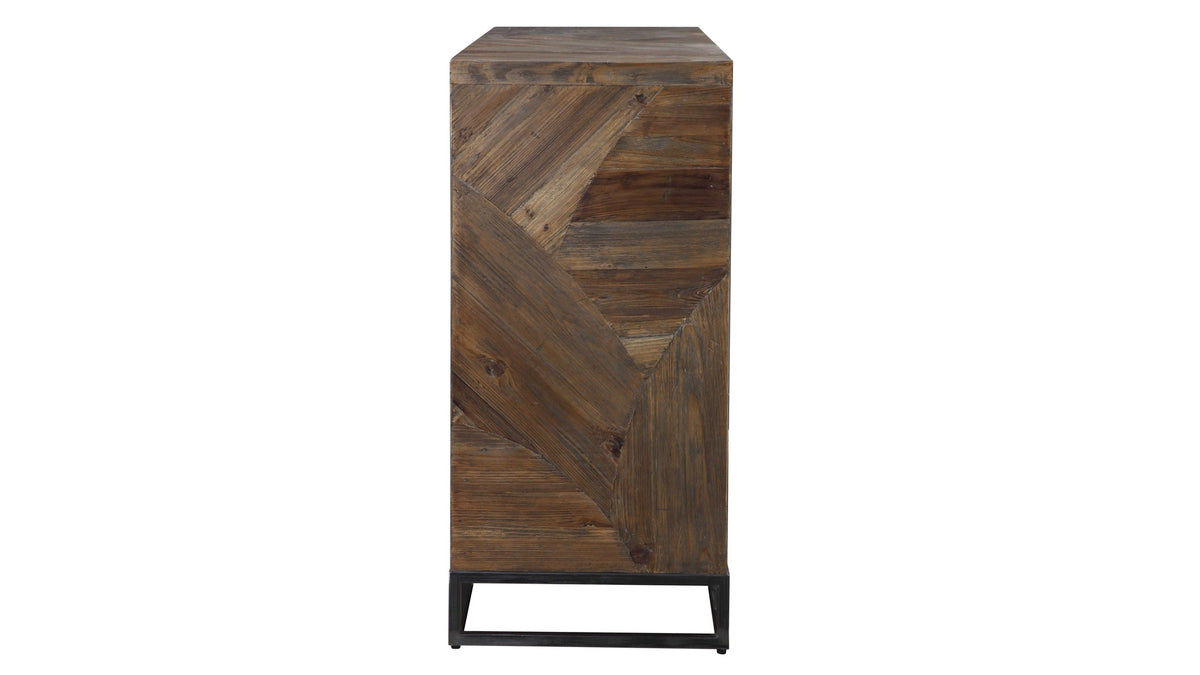 Evros - Reclaimed Wood 2 Door Cabinet - Dark Brown
