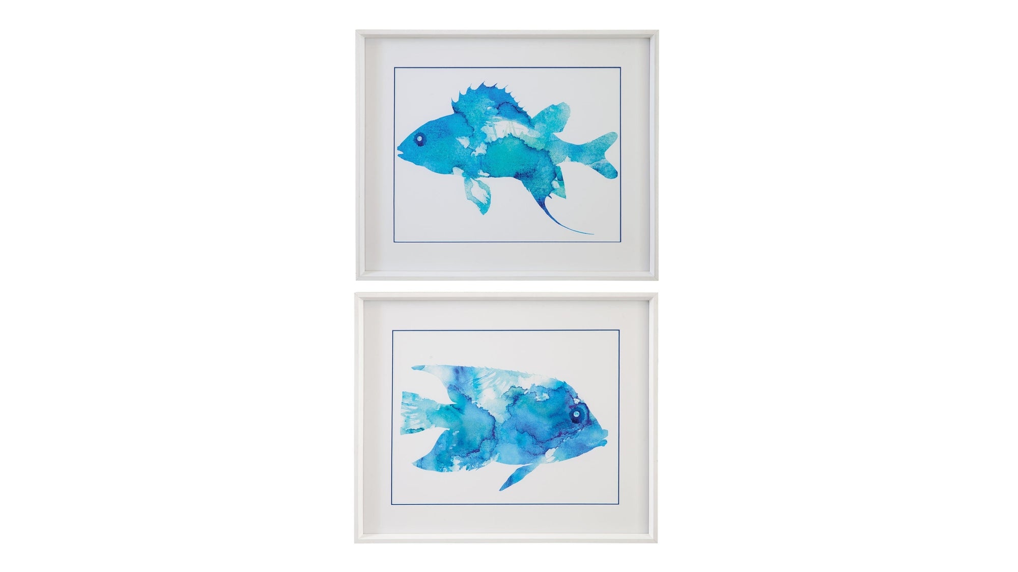 Watercolor Fish Framed Print Set of 2 - Blue
