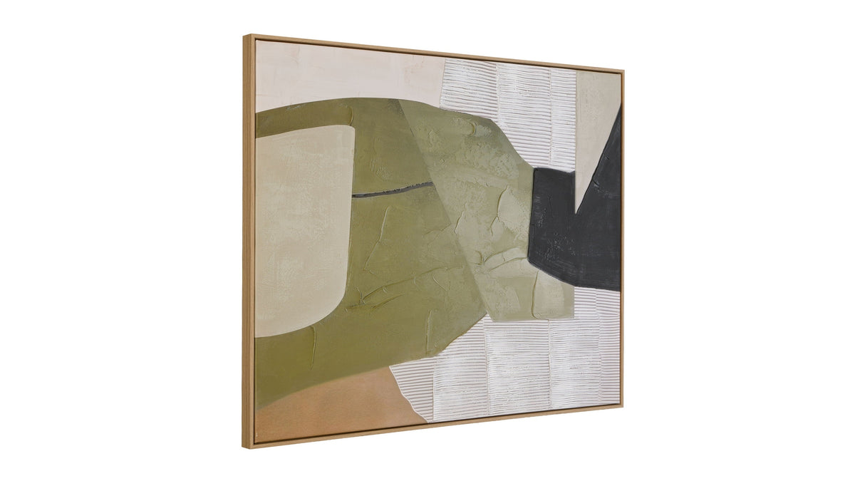 Olive Form Framed Canvas - Cream
