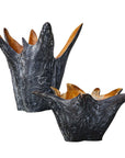 Starpetal - Indoor-Outdoor Wooden Bowls (Set of 2) - Black / Woodtone