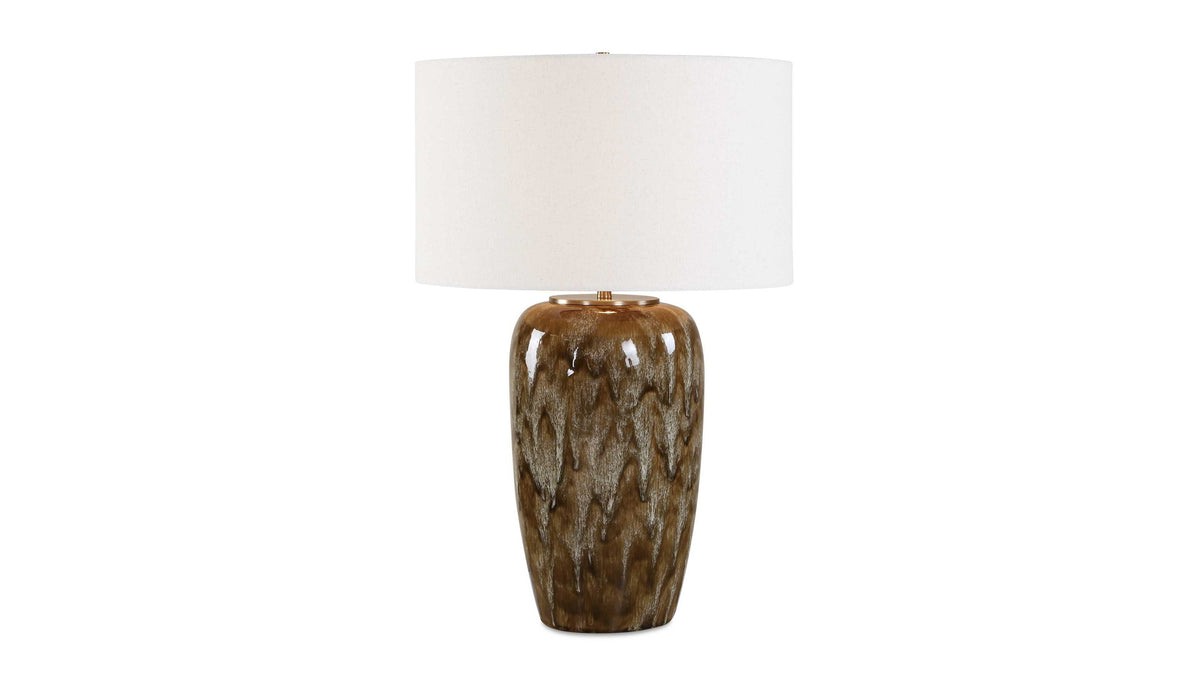 Torrence - Glazed Table Lamp - Brown / White