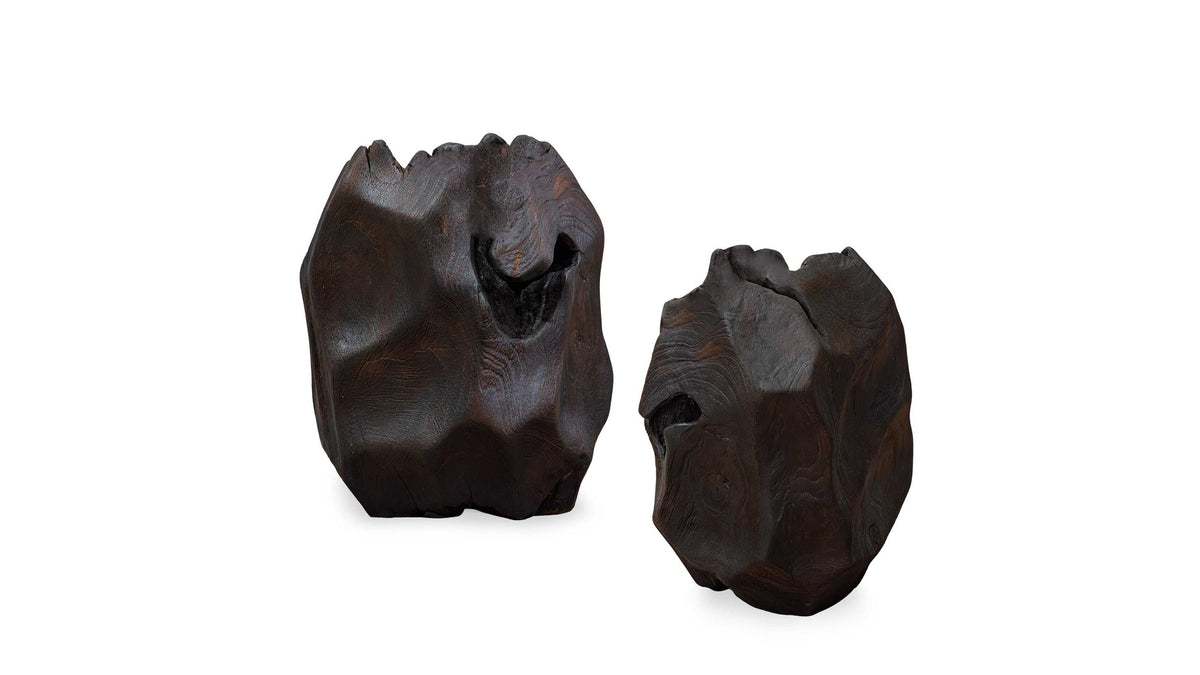Ember Root - Teak Sculpture (Set of 2) - Black