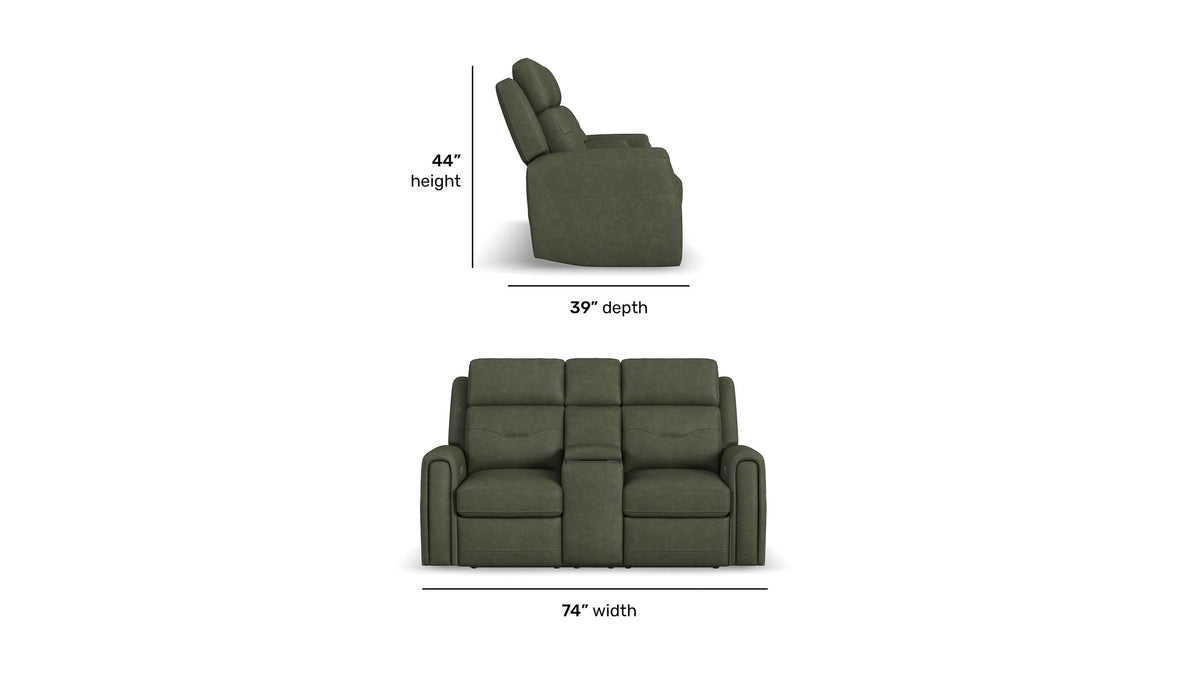 Felix - Power Reclining Loveseat With Console, Power Headrest, Lumbar, Heat &amp; Massage
