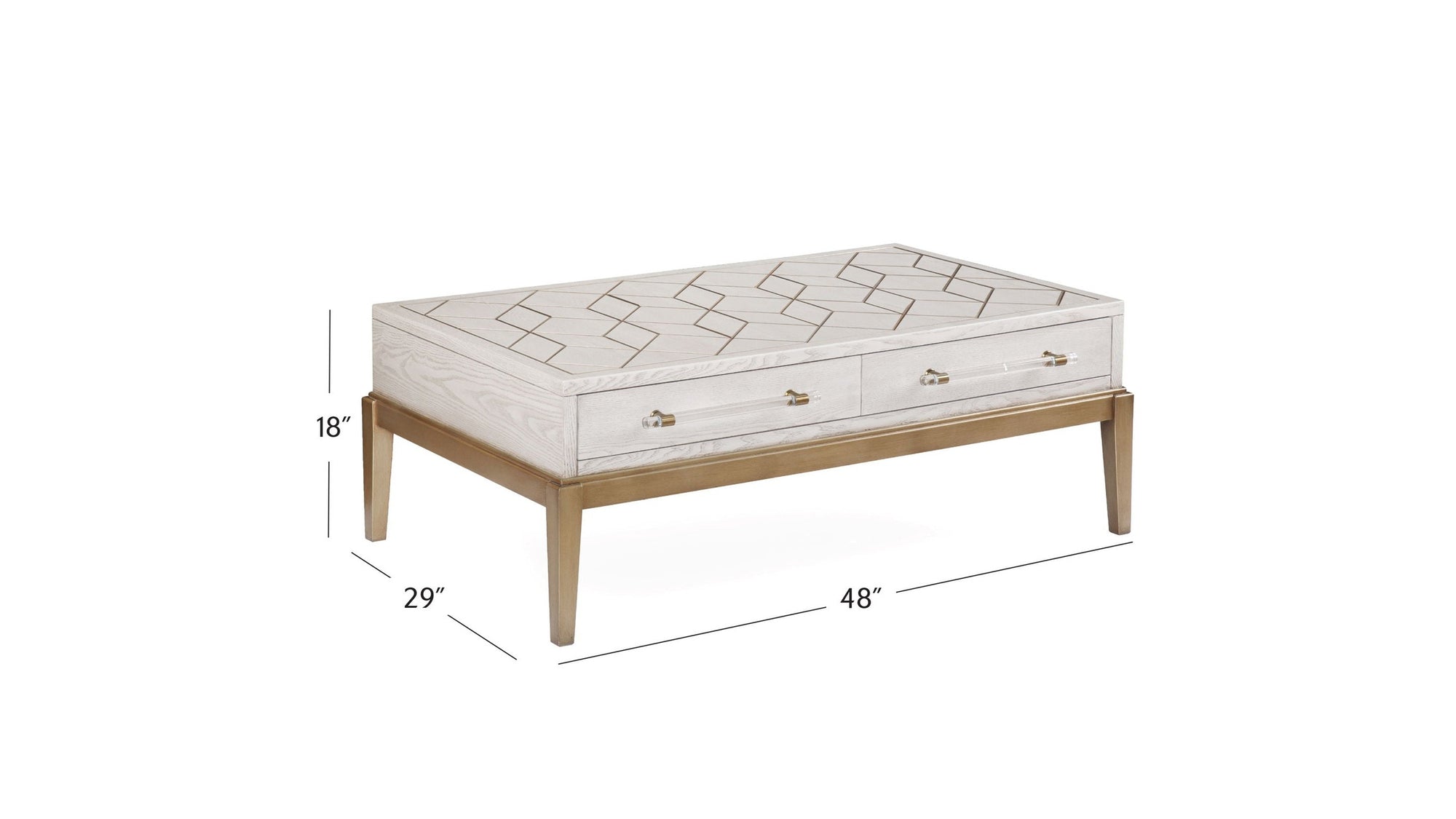 Perrine - Rectangle Cocktail Table - White / Gold