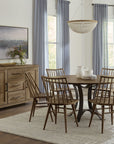 Dovetail - Solid American Oak - Round Table With A Metal Pedestal