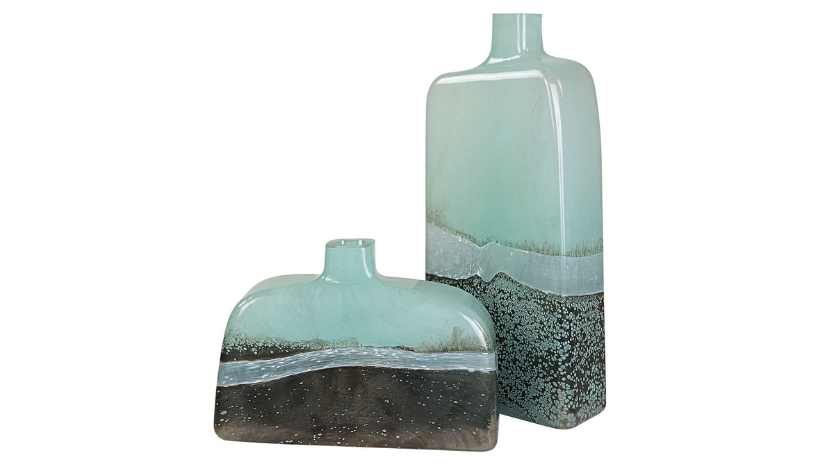 Fuze - Vases (Set of 2) - Aqua &amp; Bronze