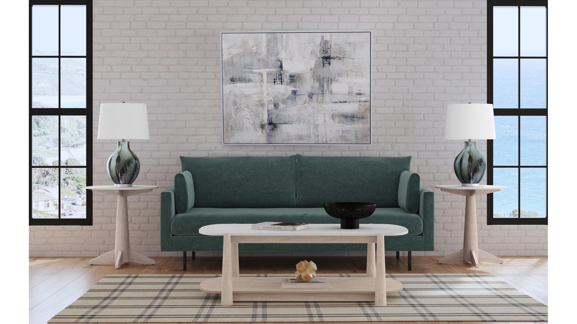 Horizons - End Table - White Oak / White Marble