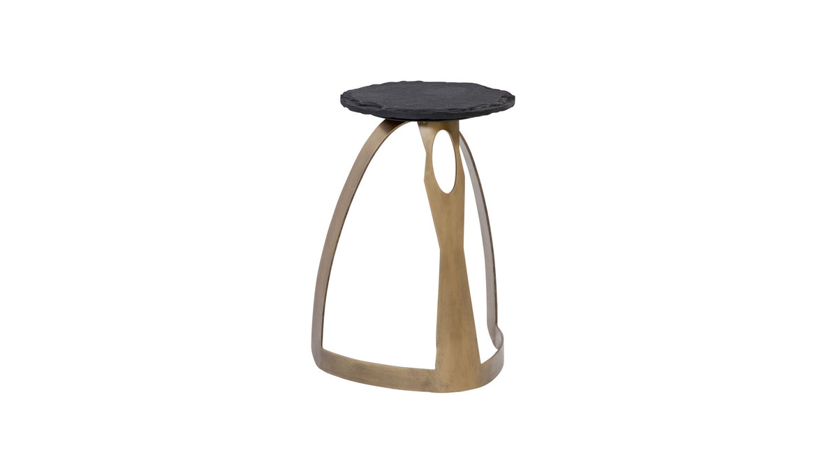 Vaughan - Accent Table - Antique Brass / Black Slate