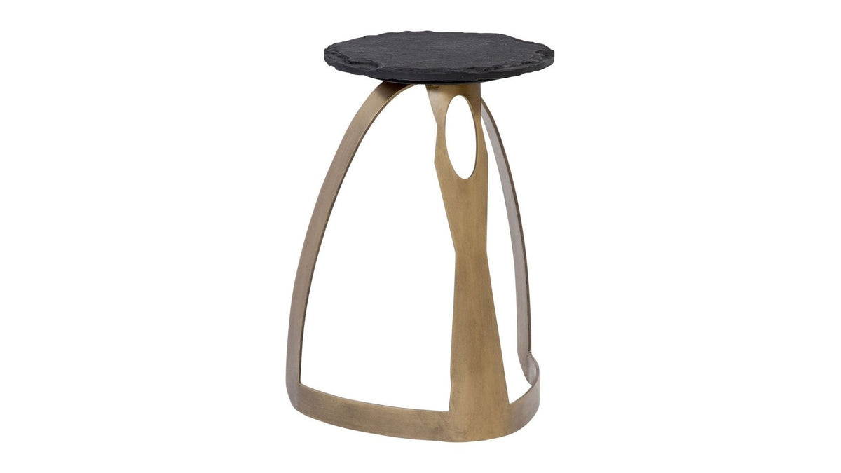Vaughan - Accent Table - Antique Brass / Black Slate