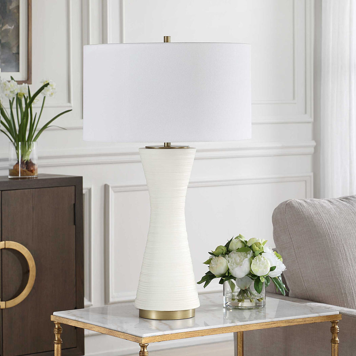 Ridgeline - Matte White Table Lamp - White