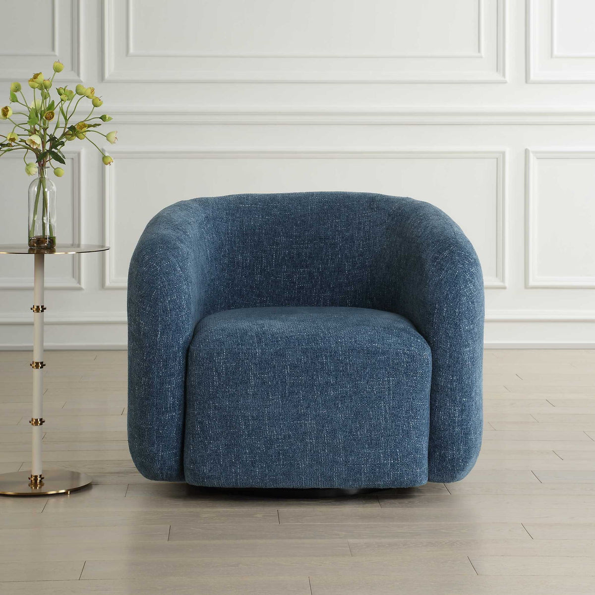 Junie - Swivel Barrel Chair - Blue